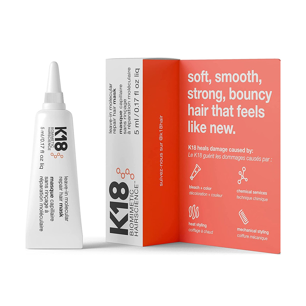 K18 - LEAVE-IN MOLECOLAR HAIR MASK (5ml) Maschera monodose riparatrice