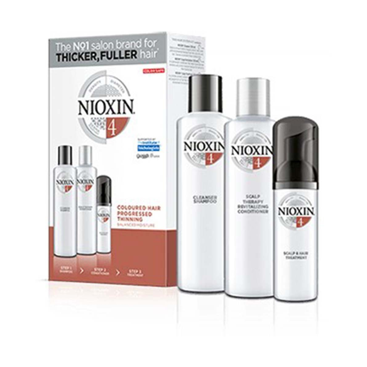 NIOXIN - SISTEMA 4 - Kit Trifasico Shampoo (150ml) Balsamo (150ml) Trattamento (40ml)